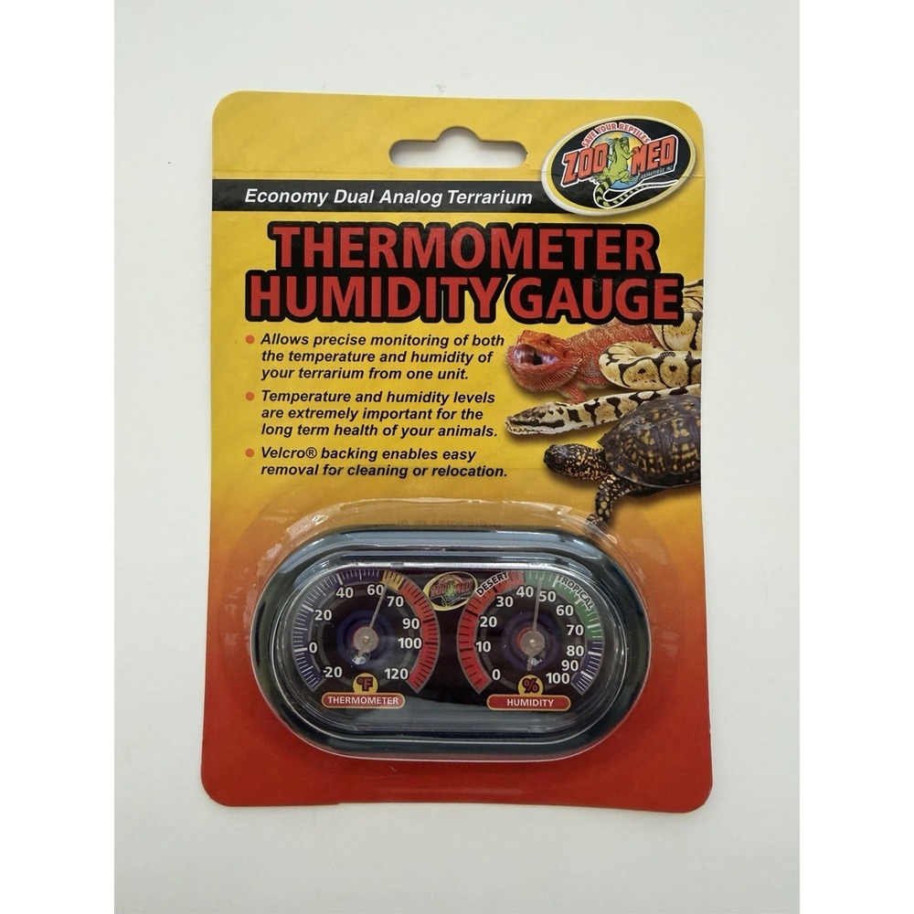 Zoo Med Economy Dual Analog Terrarium Thermometer Humidity Gauge New